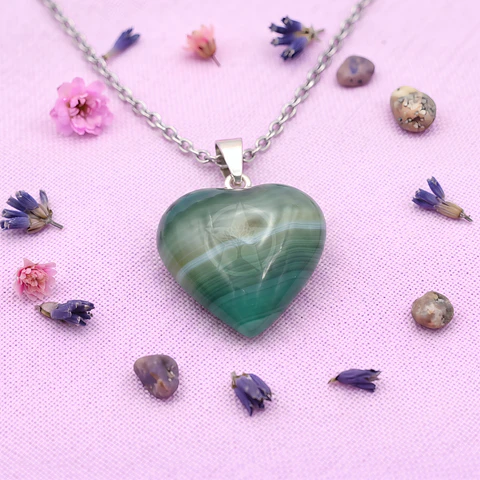 Dije Corazón Ágata Verde Mini