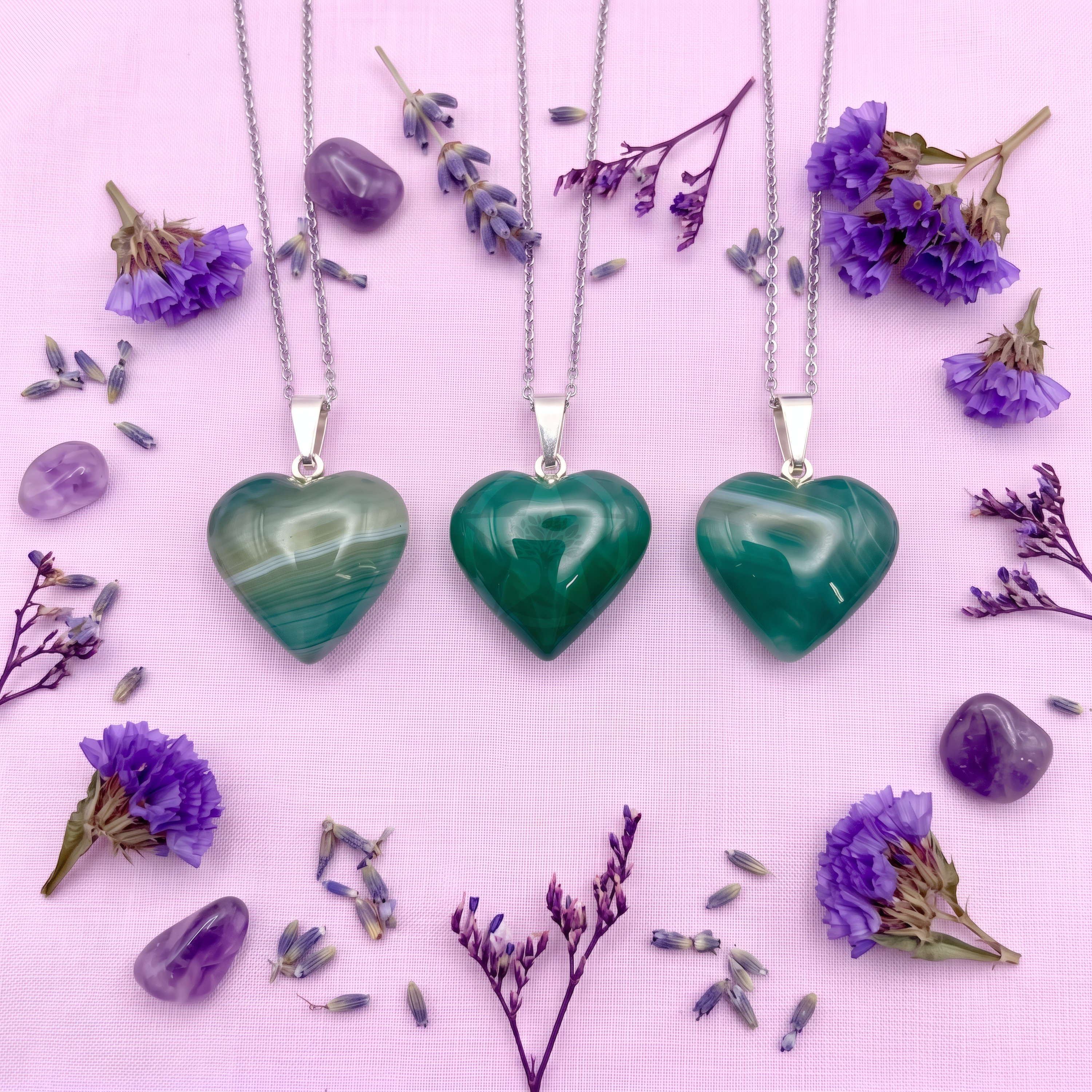 Dije Corazón Ágata Verde Mini 2