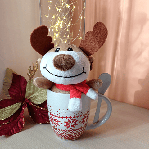 Caneca com colher + Peluche Rena