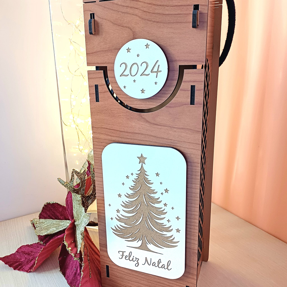 Caixa para garrafa de Vinho NATAL 3