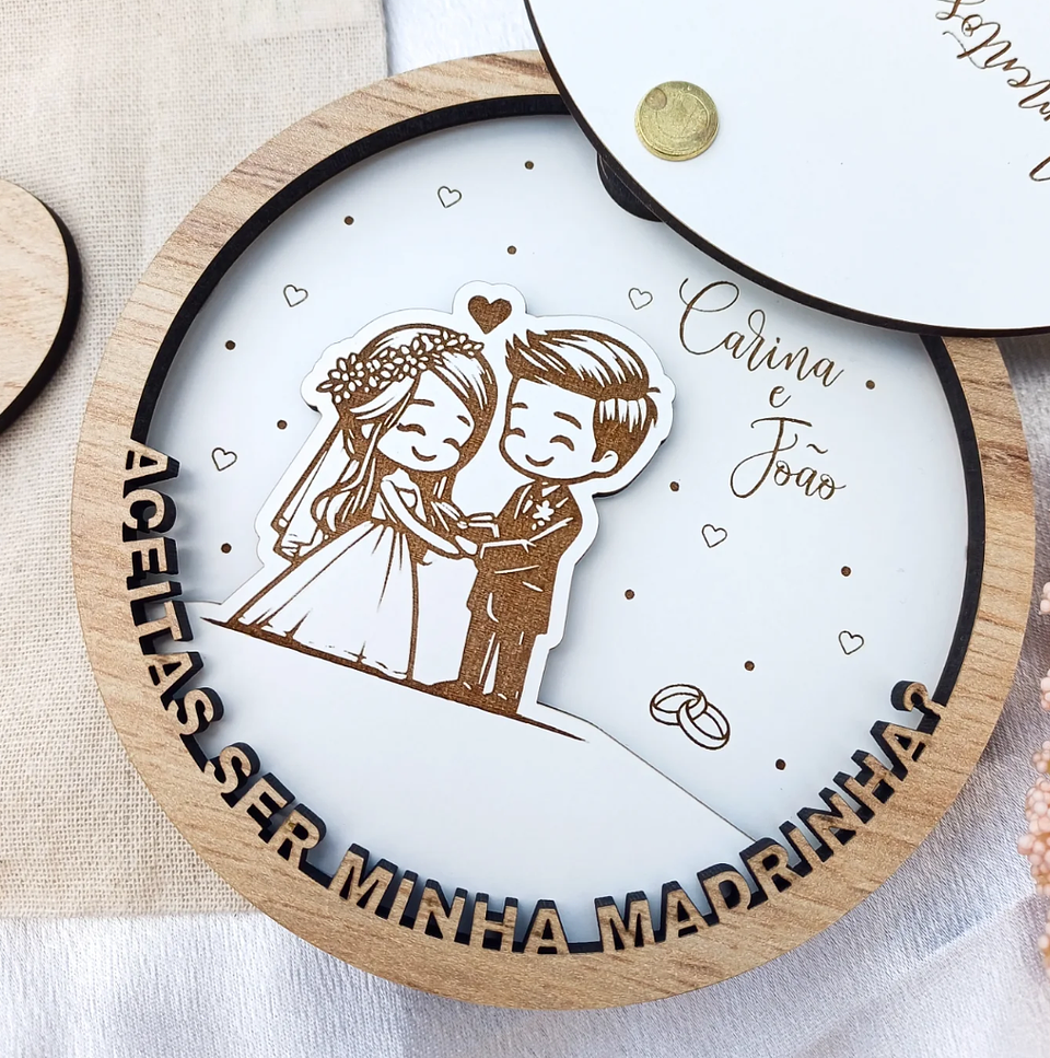 Convite Casamento 3D Madeira 1