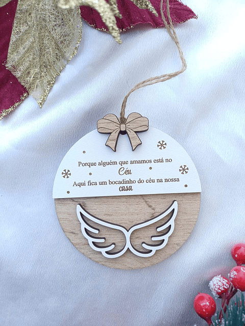 Bola de Natal Madeira Anjo