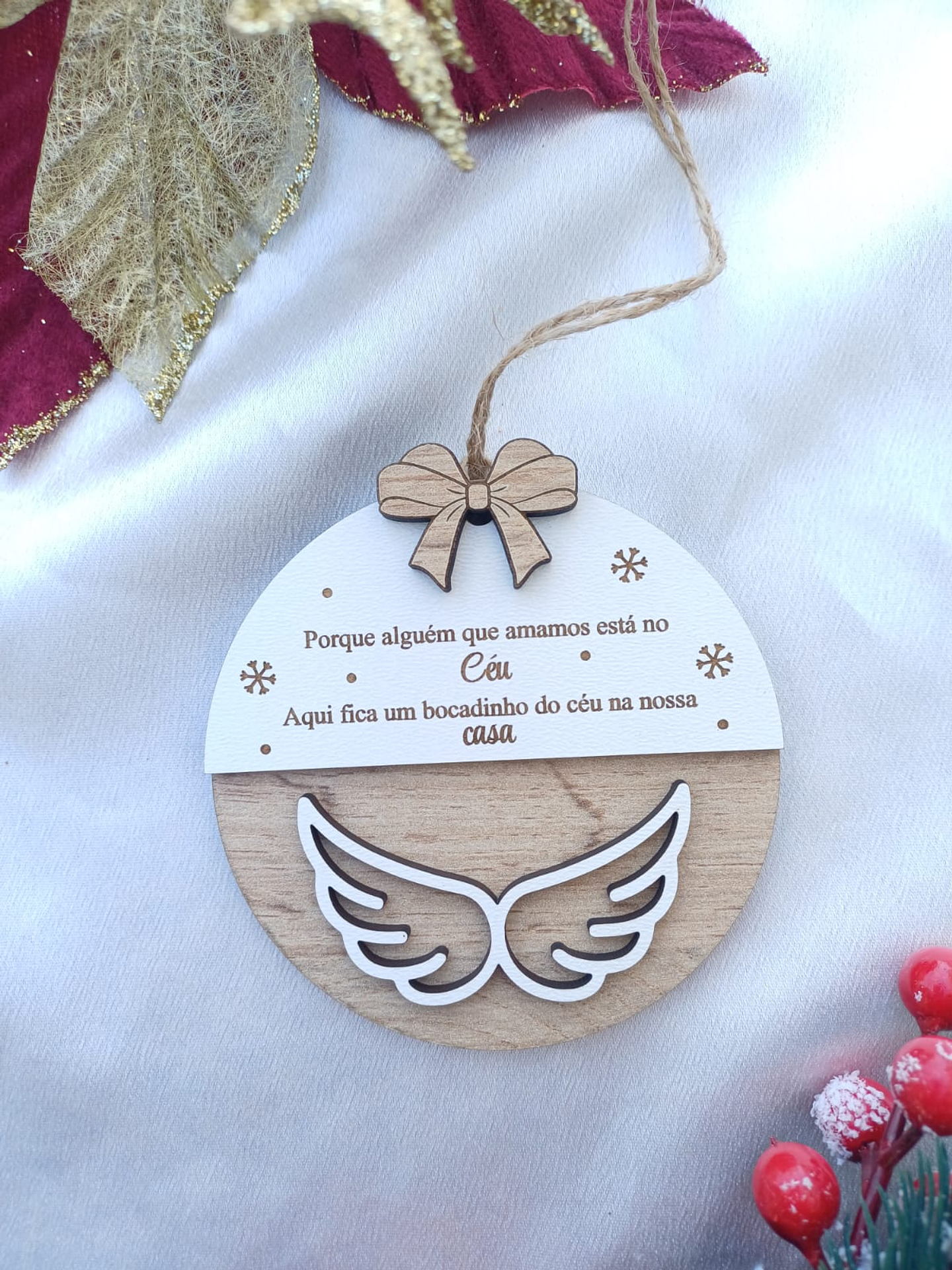 Bola de Natal Madeira Anjo 1