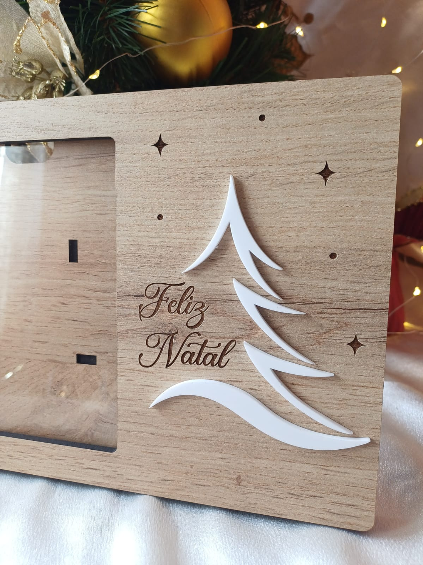 Moldura de Natal Madeira e Acrílico 2