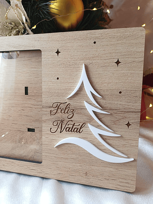 Moldura de Natal Madeira e Acrílico
