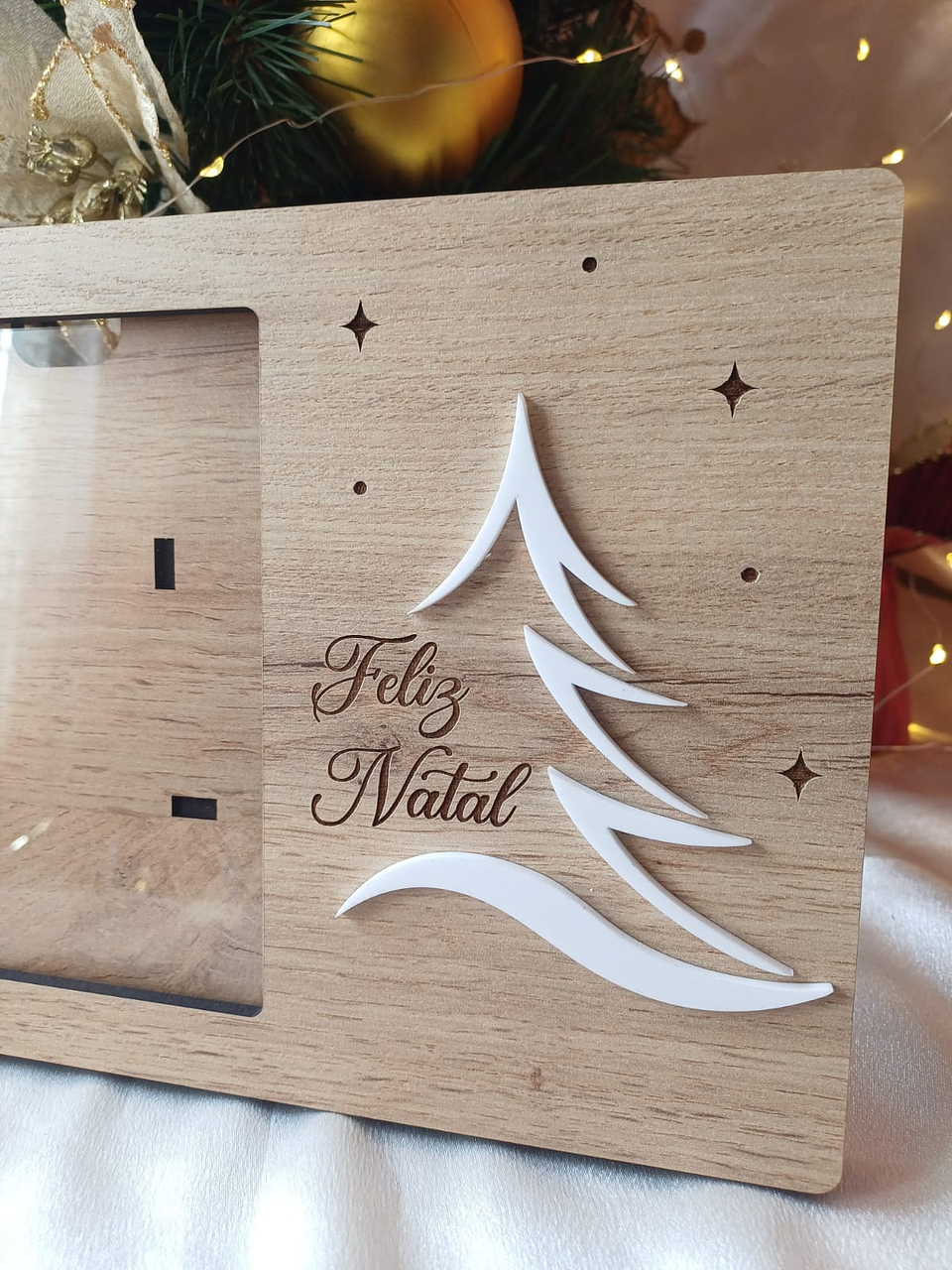 Moldura de Natal Madeira e Acrílico 2