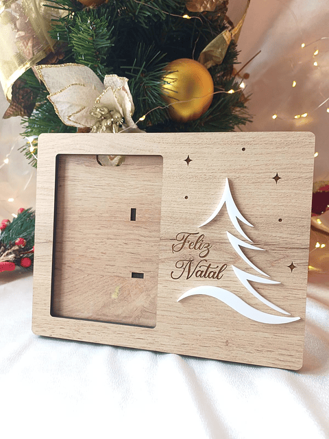 Moldura de Natal Madeira e Acrílico