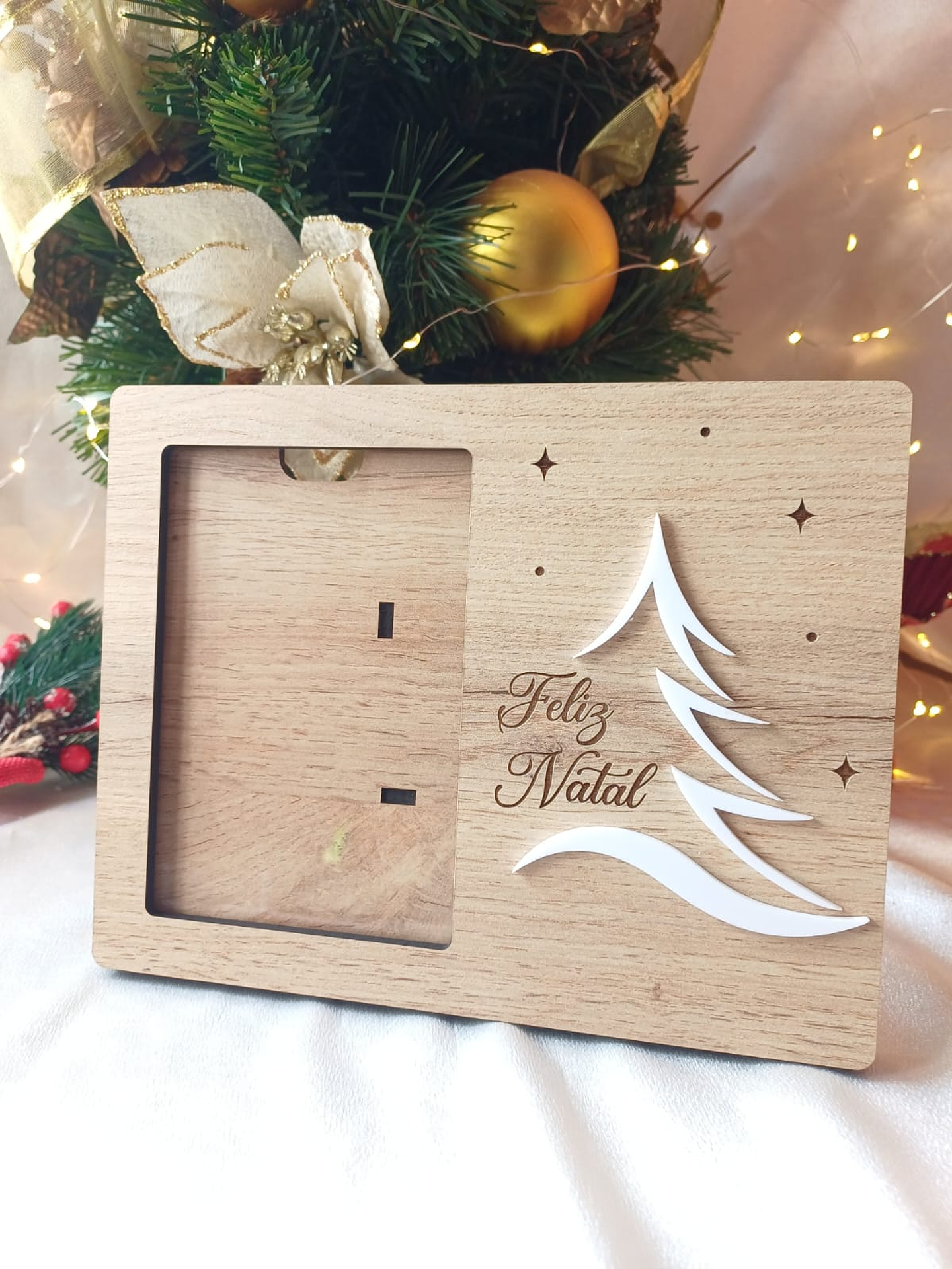 Moldura de Natal Madeira e Acrílico 1
