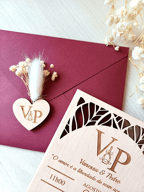 Convite Madeira "Coleção Natureza" + Gypsophila