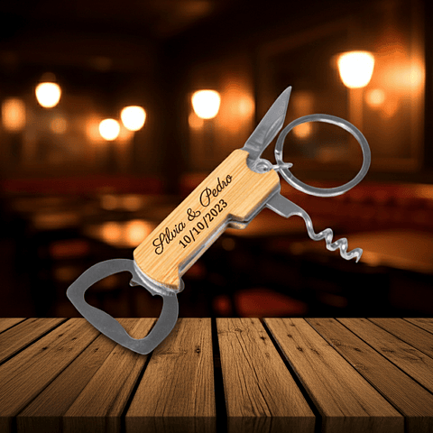 Porta-Chaves Saca-rolhas em Bambú - Lembrança