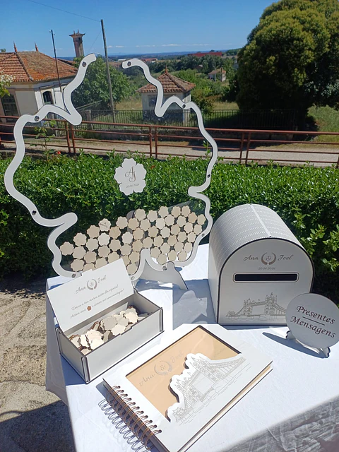 Quadro, Caixa Envelopes e Livro de Honra - Conjunto FLOR