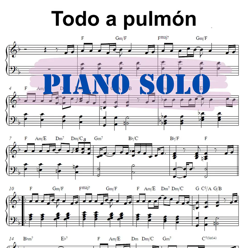  PS 0003 - Todo a pulmon - Alejandro Lerner -  Piano solo (Easy Level) 1