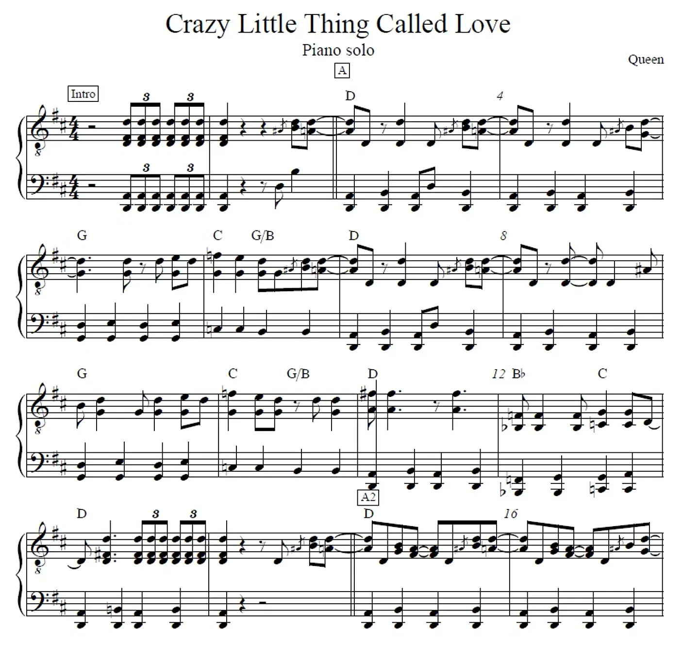 PS 0006 - Crazy Little Thing Called Love - Queen - Piano solo 1