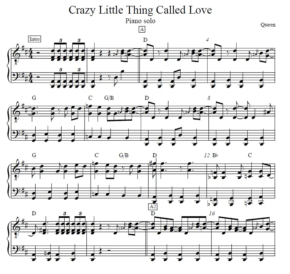 PS 0006 - Crazy Little Thing Called Love - Queen - Piano solo 1