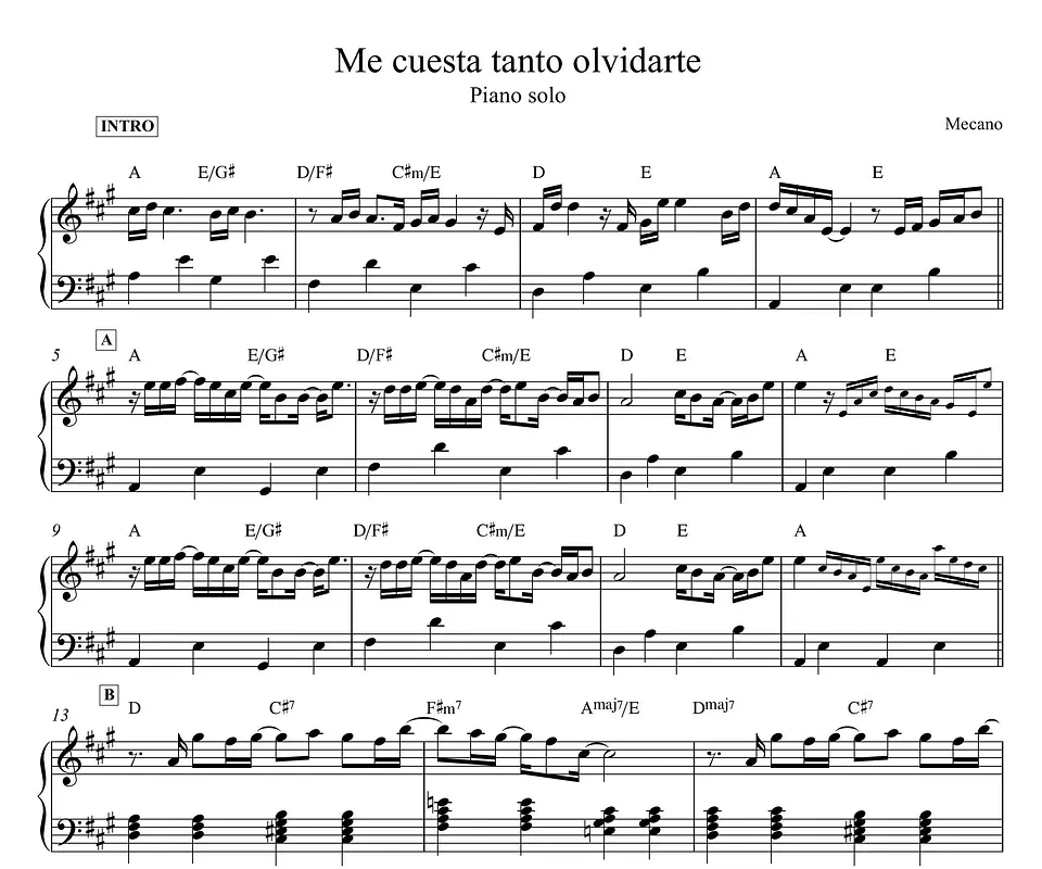 PS 0007 - Me cuesta tanto olvidarte - Mecano - Piano solo 1