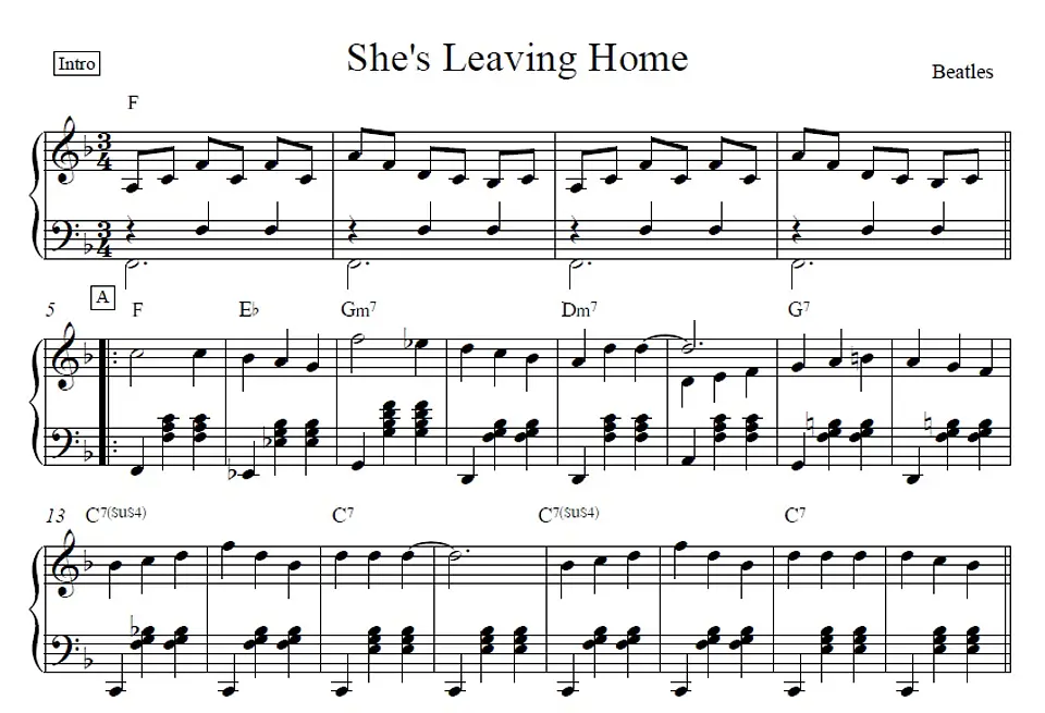 PS 0009 - She's Leaving Home - Beatles - Piano solo 1
