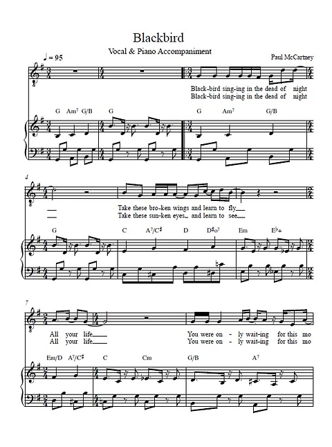 VP 0013 - Blackbird - Paul McCartney - Vocal & Piano 