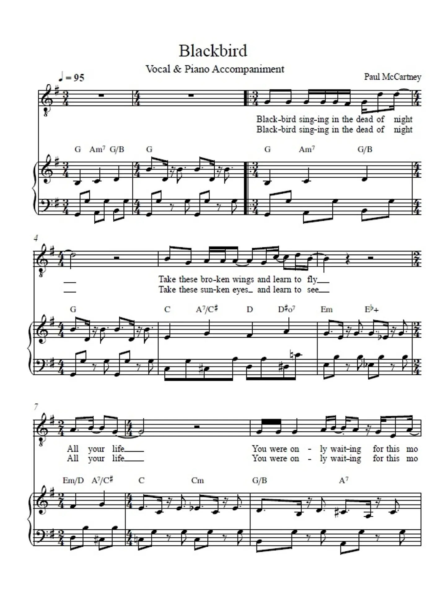 VP 0013 - Blackbird - Paul McCartney - Vocal & Piano  1