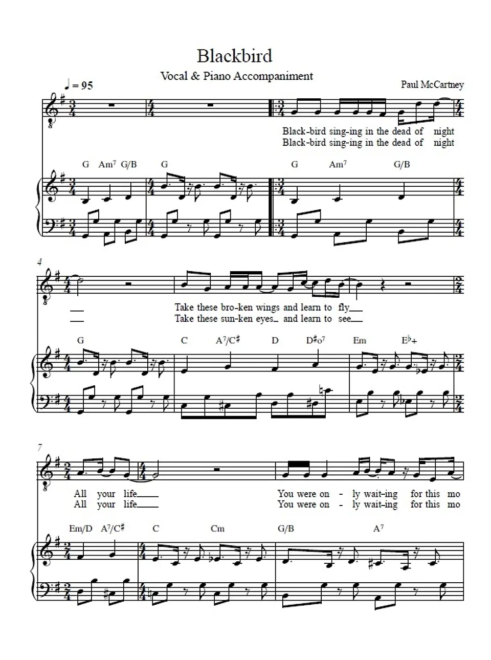 VP 0013 - Blackbird - Paul McCartney - Vocal & Piano  1