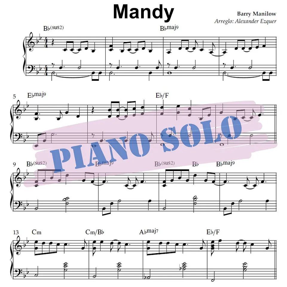PS 0018 - Mandy - Barry Manilow - Piano solo 1