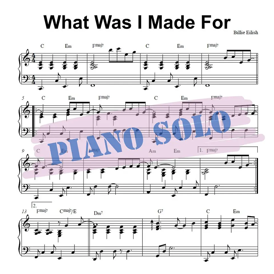 PS 0020 - What Was I Made For - Billie Eilish - Piano solo  1