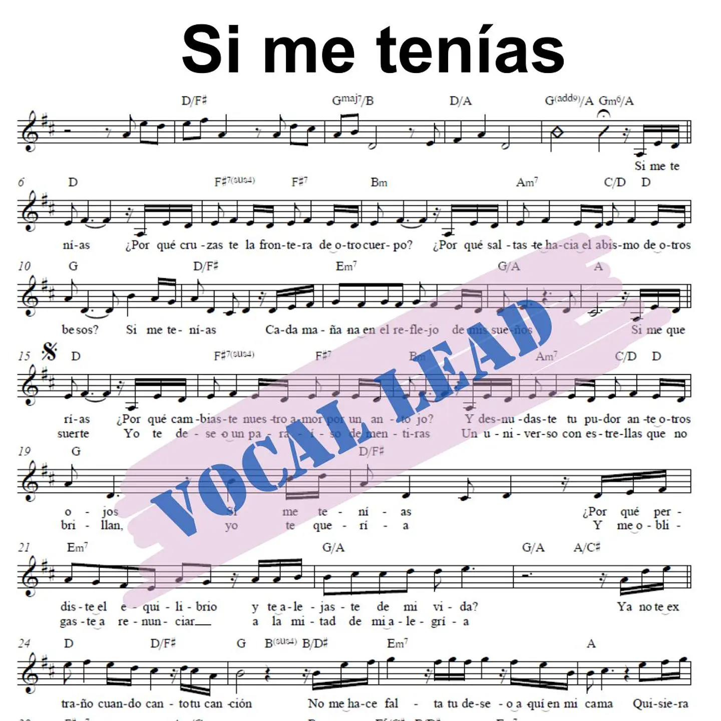 VL 0001 - Si me tenias - Gian Marco - Vocal Lead Sheet 1