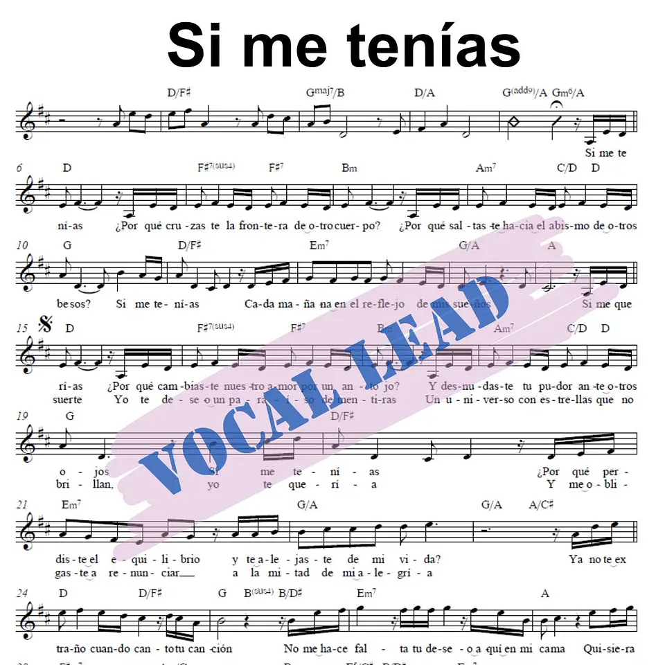 VL 0001 - Si me tenias - Gian Marco - Vocal Lead Sheet 1