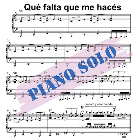 PS 0027 - Que falta que me haces - Tango - Piano solo