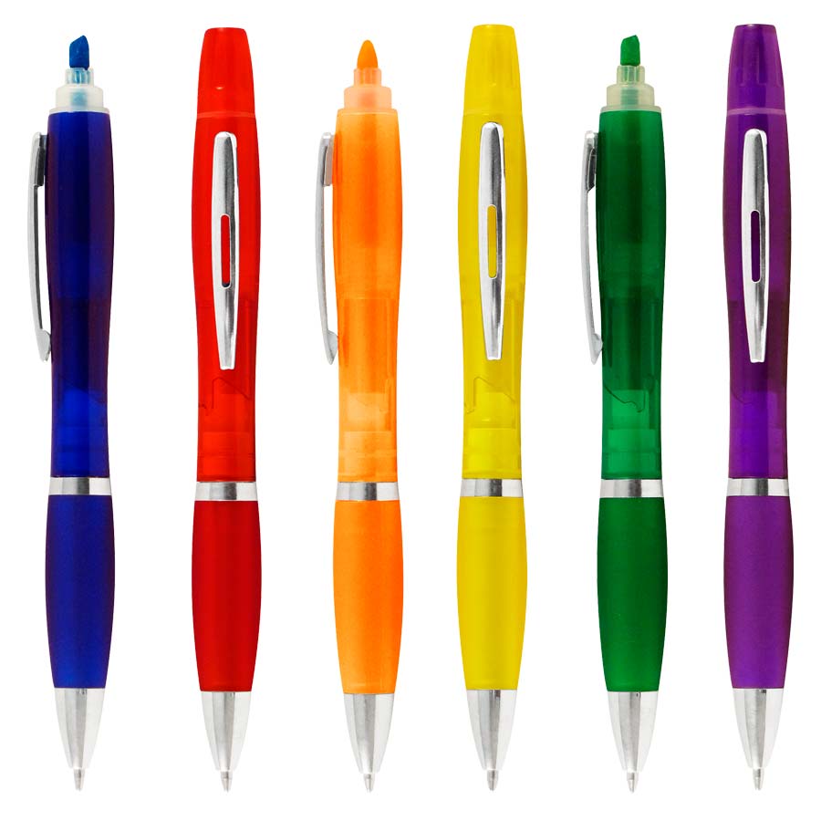 Bolígrafo con Destacador Wind Color (Pack de 100 Lápices).