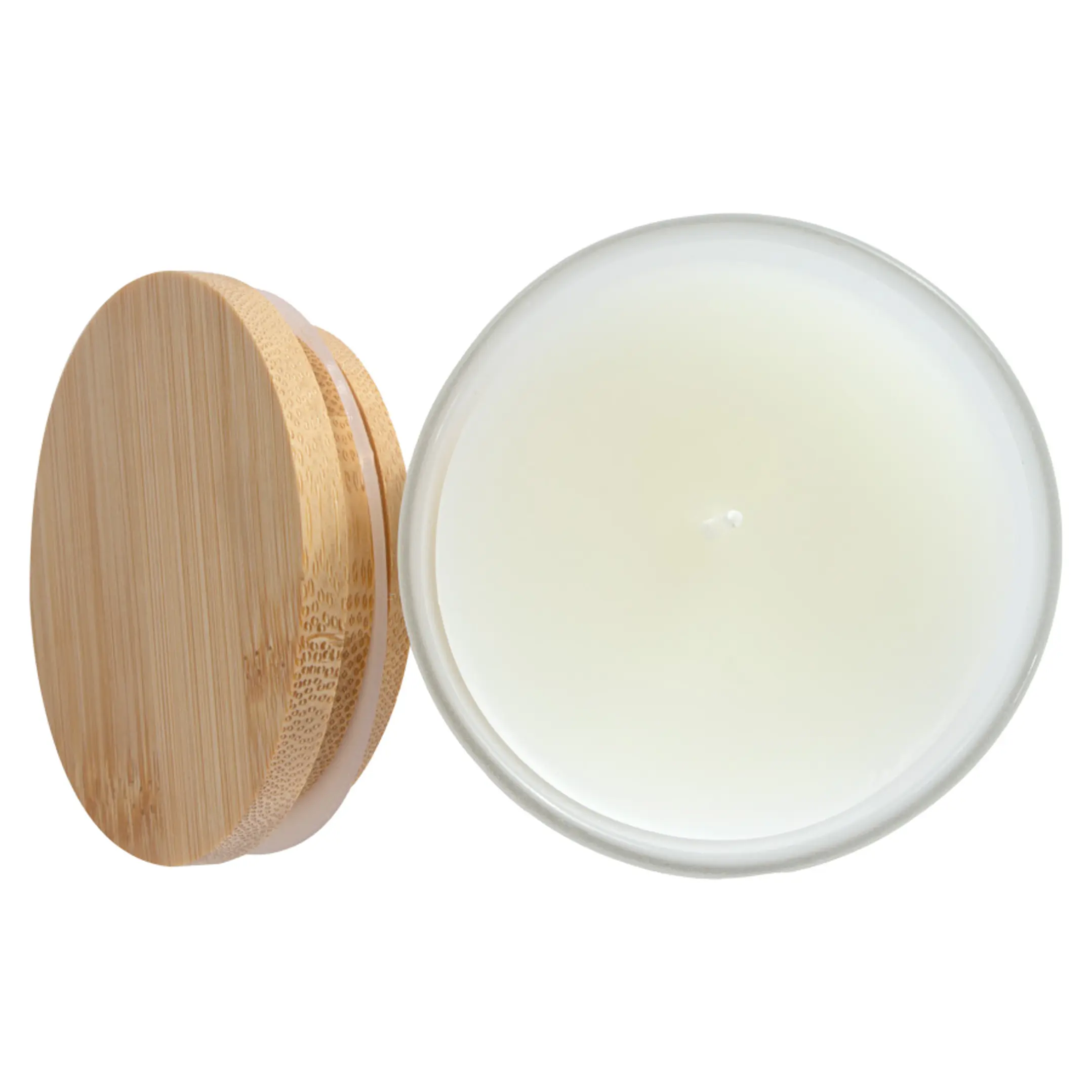 Vela aromática envase Vidrio con tapa de Bambú 3