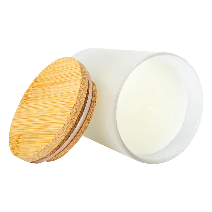 Vela aromática envase Vidrio con tapa de Bambú 4