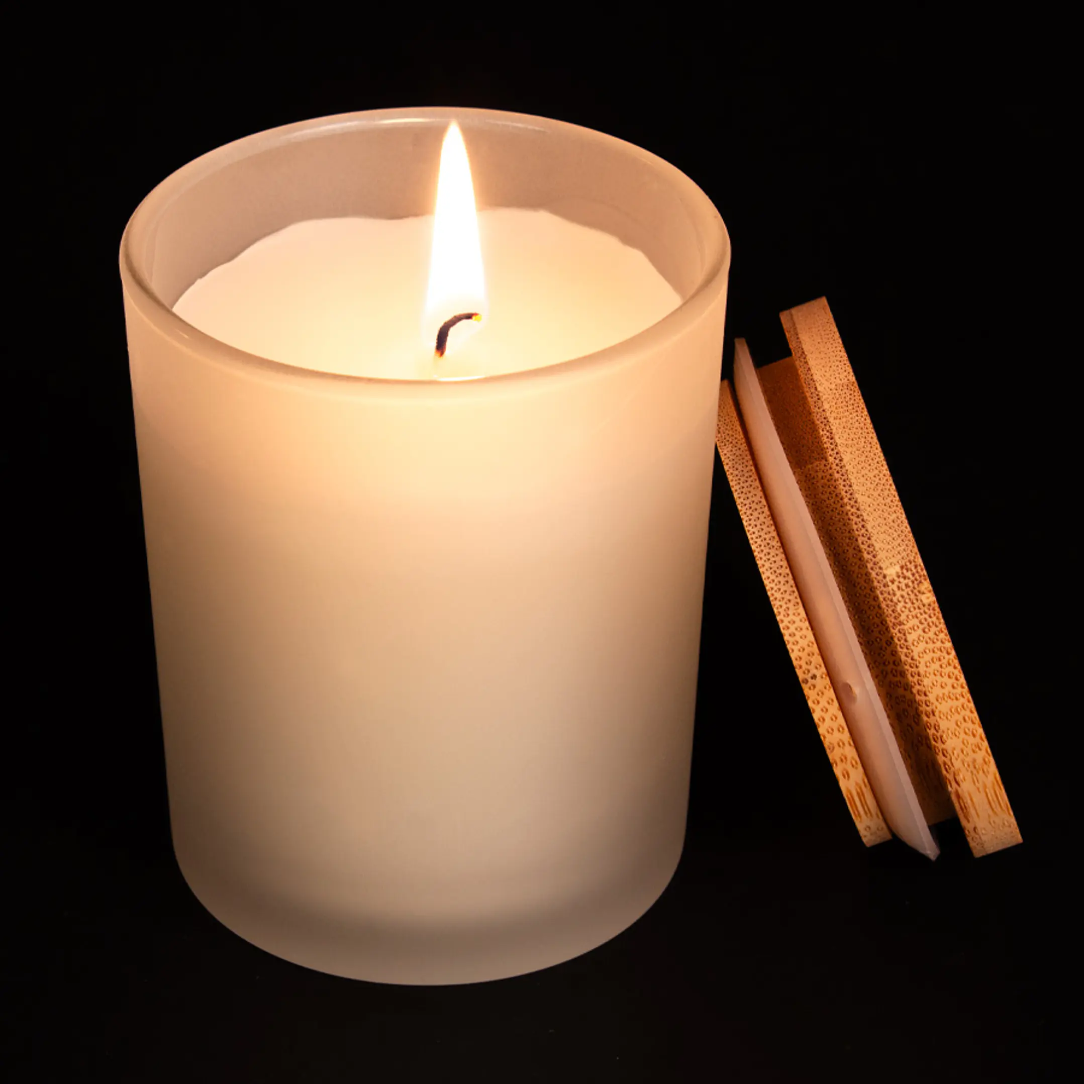 Vela aromática envase Vidrio con tapa de Bambú 6