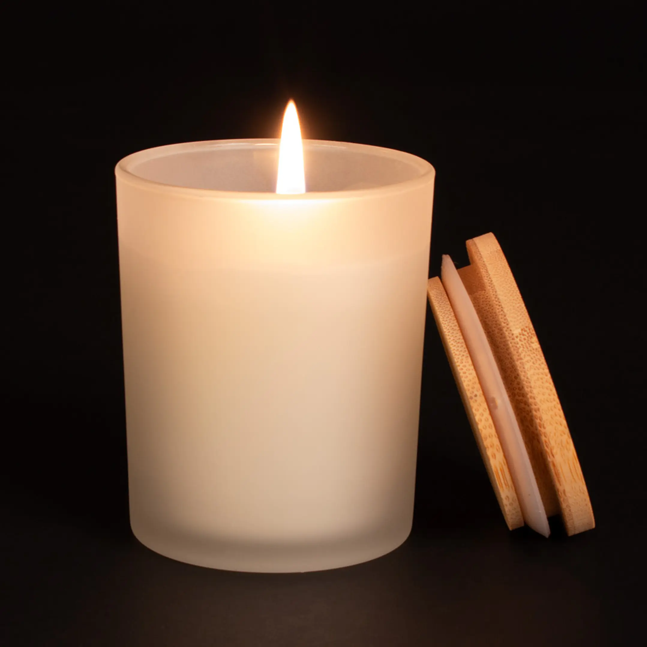 Vela aromática envase Vidrio con tapa de Bambú 8