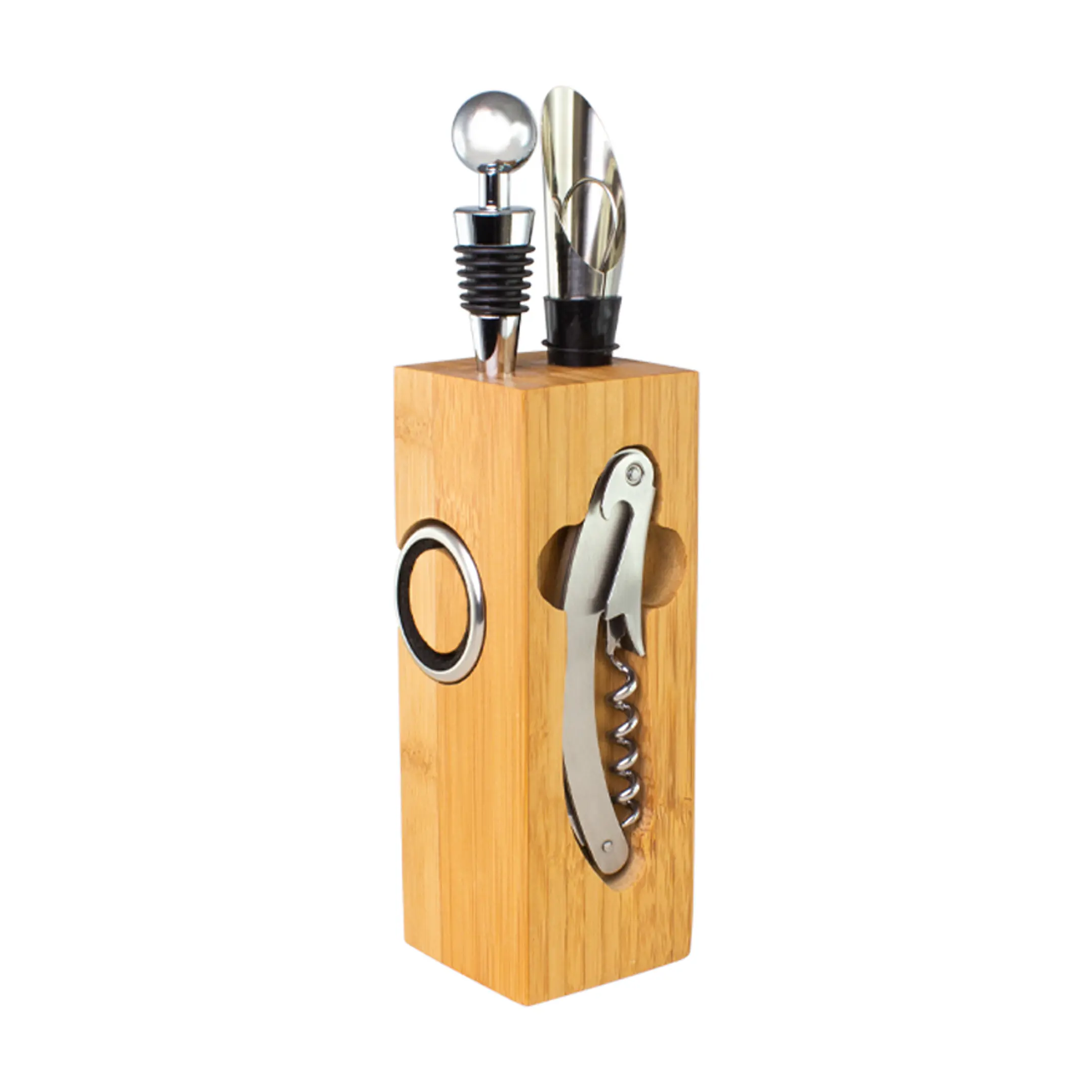 Set de Vino rectangular de Bambú 1
