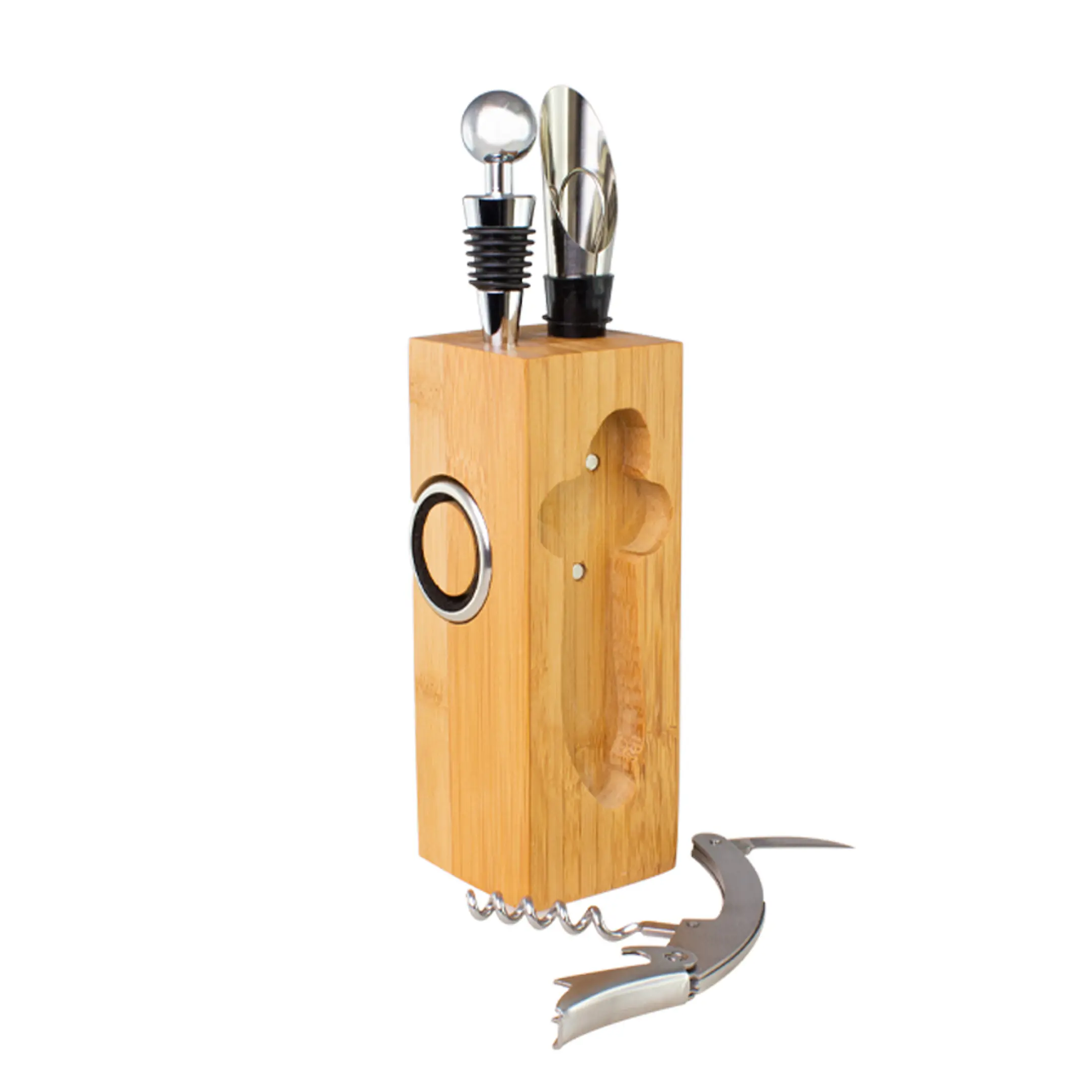 Set de Vino rectangular de Bambú 2