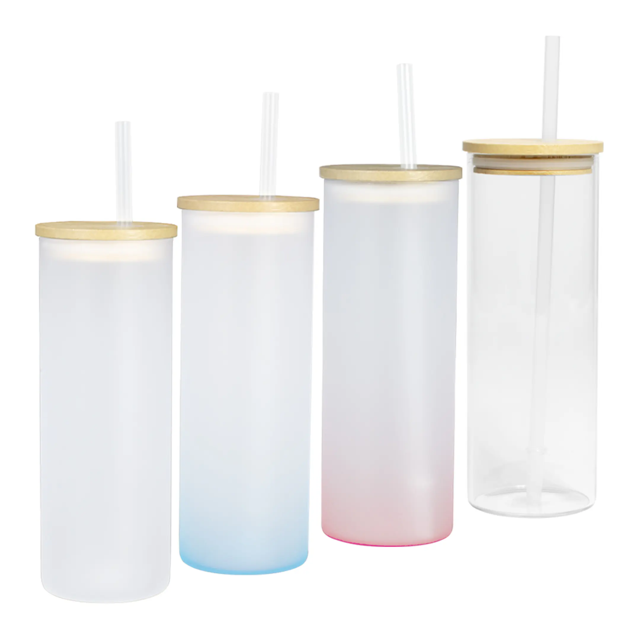 Botella Vidrio Borosilicato Sublimación, tapa Bamboo 1