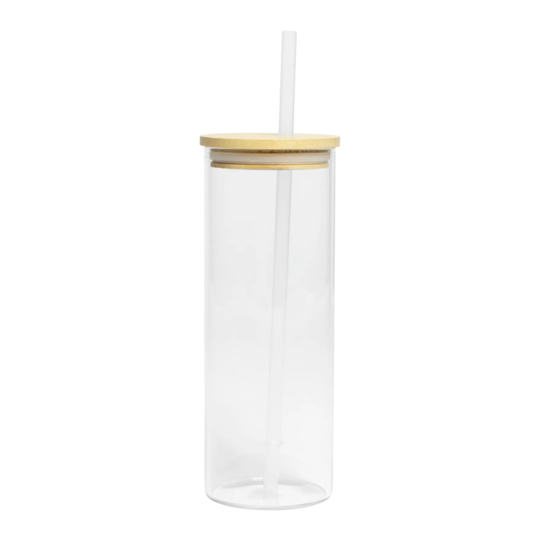 Botella Vidrio Borosilicato Sublimación, tapa Bamboo 2