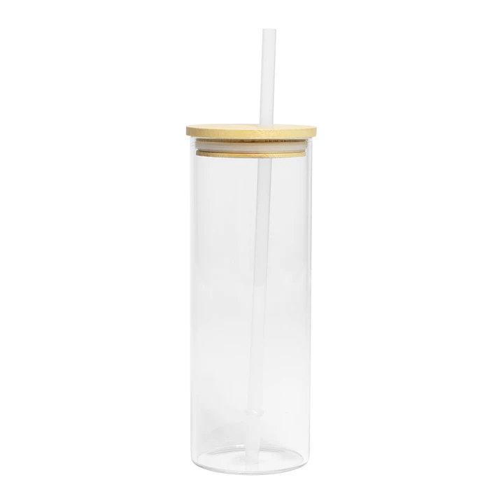 Botella Vidrio Borosilicato Sublimación, tapa Bamboo 2