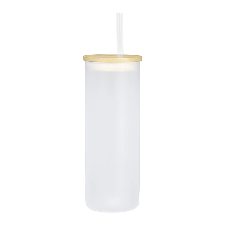 Botella Vidrio Borosilicato Sublimación, tapa Bamboo 5