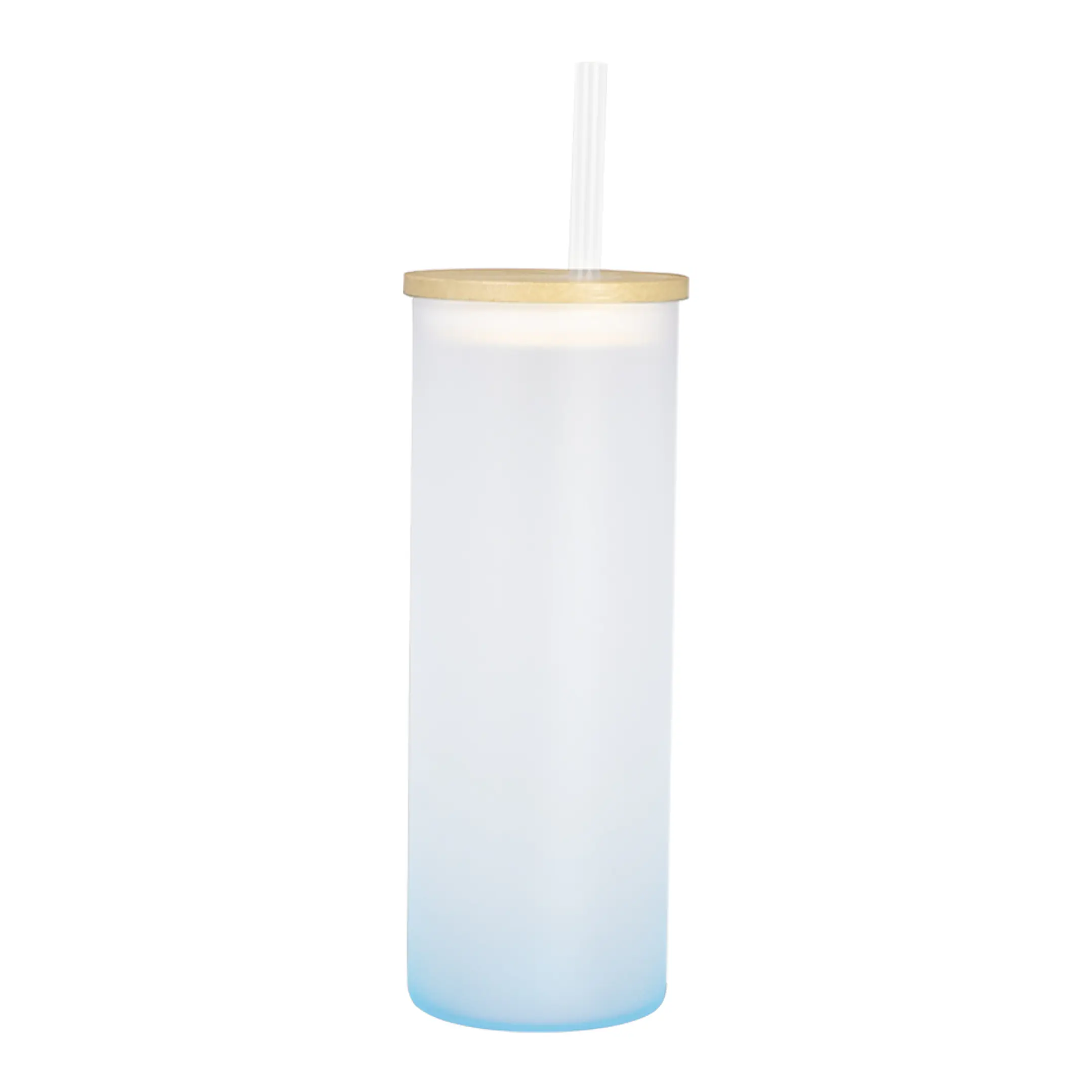 Botella Vidrio Borosilicato Sublimación, tapa Bamboo 8