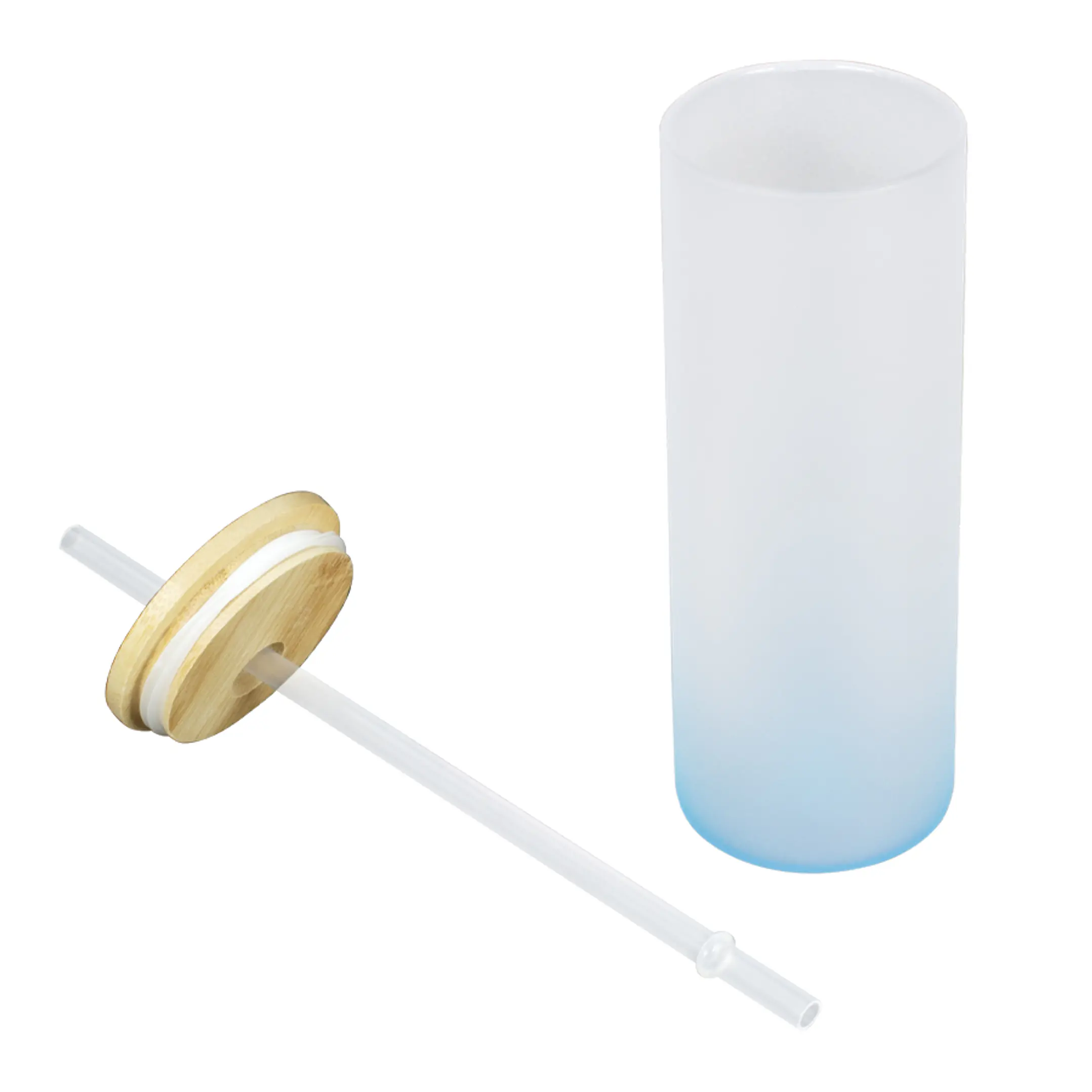 Botella Vidrio Borosilicato Sublimación, tapa Bamboo 9