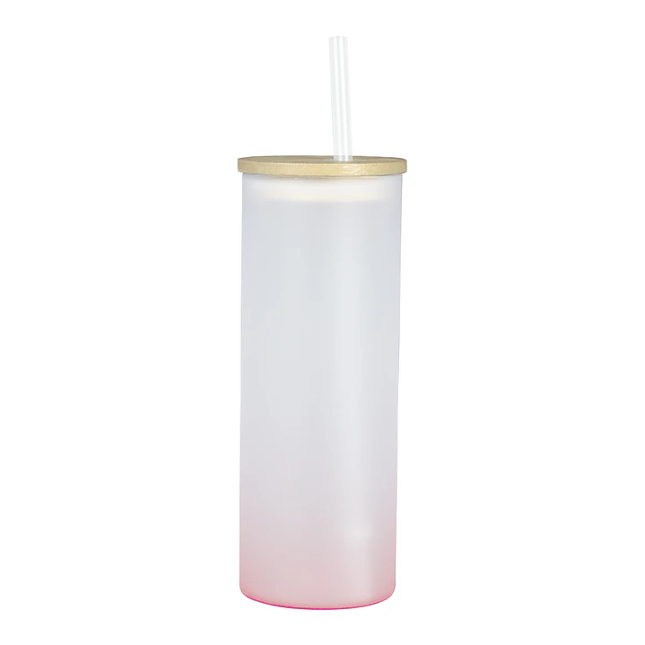 Botella Vidrio Borosilicato Sublimación, tapa Bamboo 11