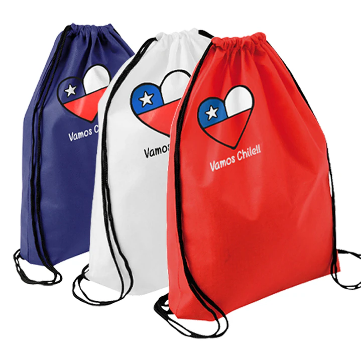 Mochila tipo Morral Vamos Chile!! (Pack 100 Unidades). 5