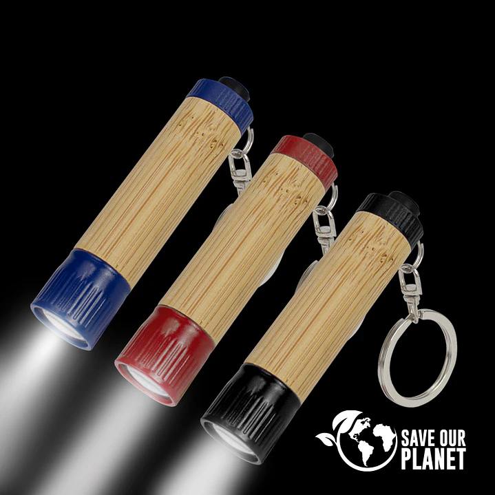 Llavero-Linterna LED cuerpo Bamboo (Pack 25 Llaveros). 1
