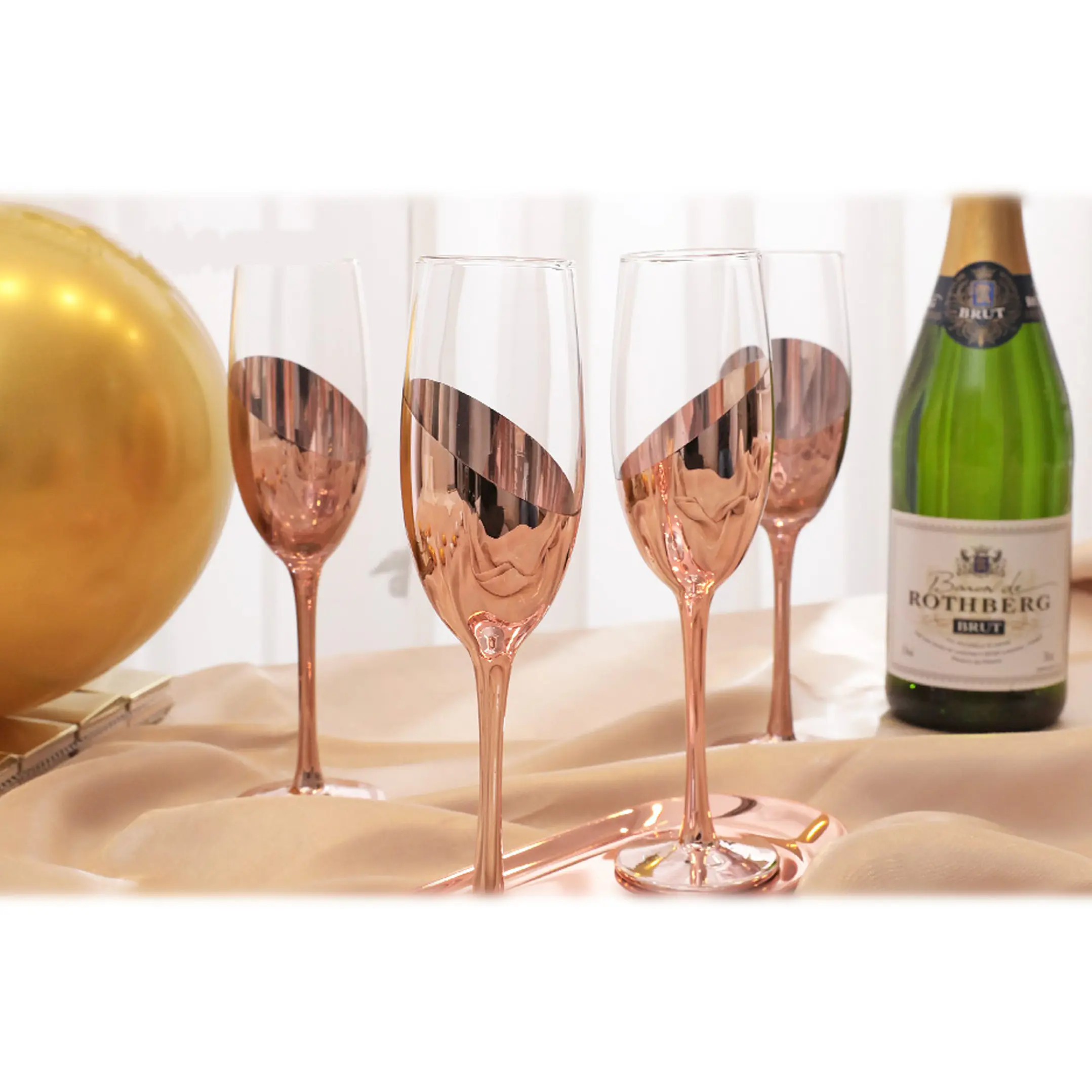 Set de 4 Copas Champagne Encobrizadas 7