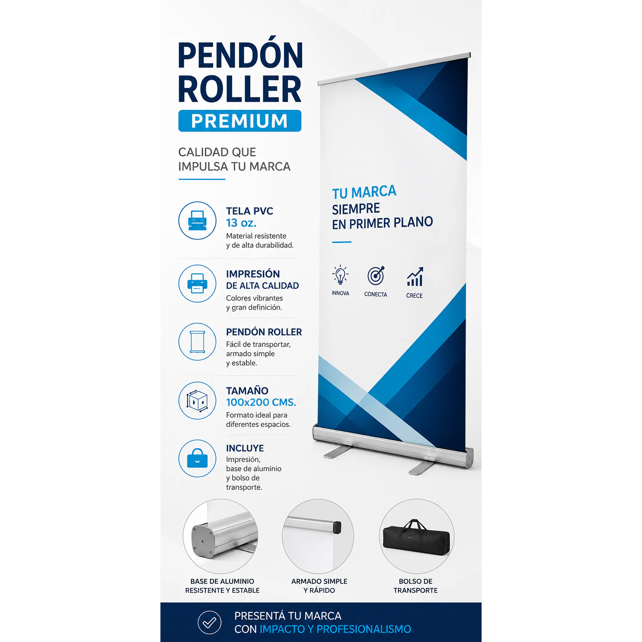 Pendón Roller Tela Pvc 100 x 200cms 1