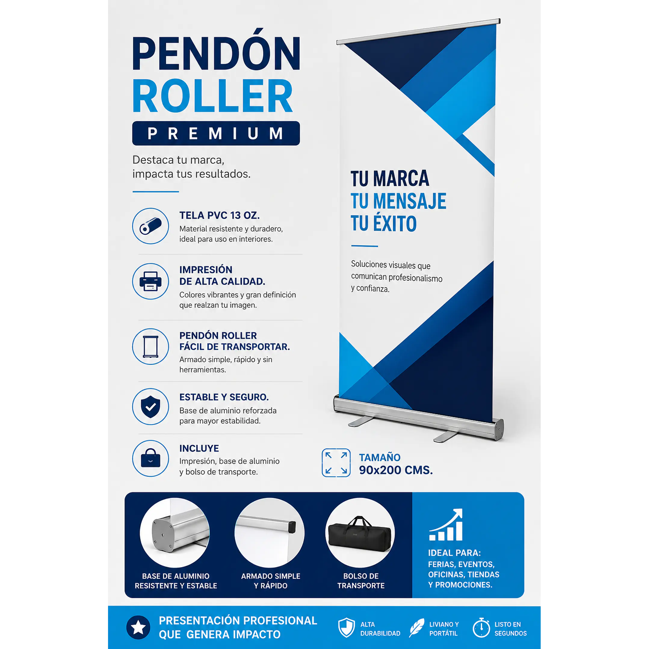 Pendón Roller Tela PVC 90x200cms 1