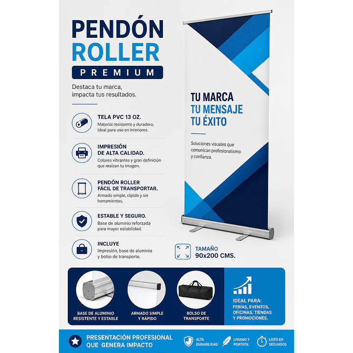 Pendón Roller Tela PVC 90x200cms 1