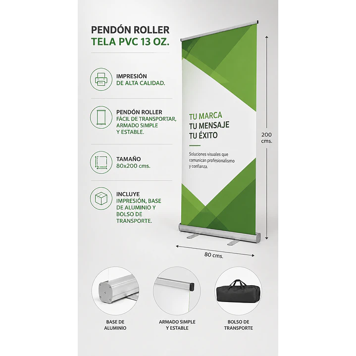 Pendón Roller Tela Pvc 80x200cms 1