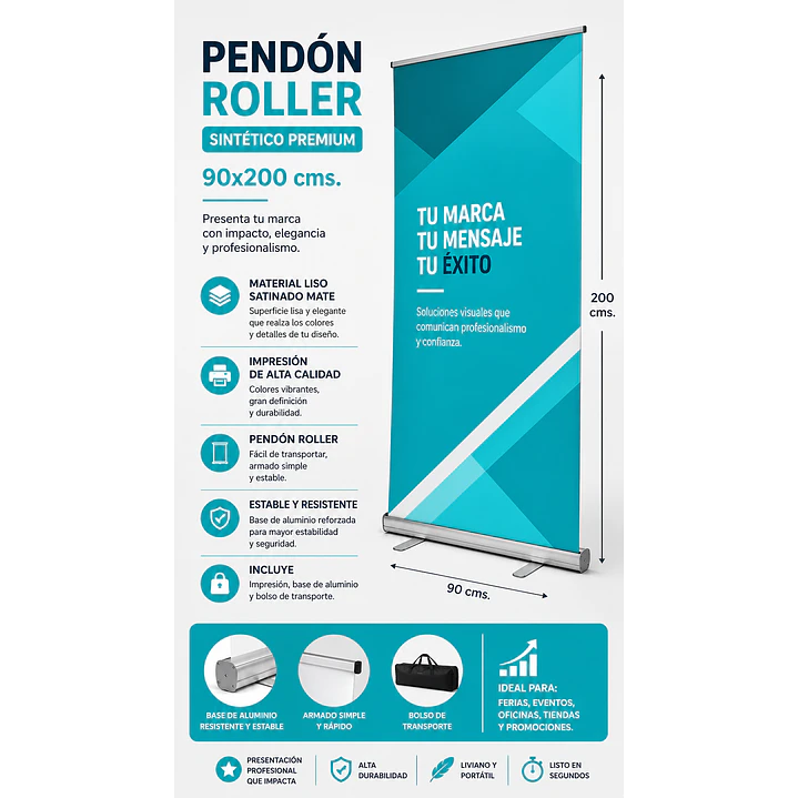 Pendón Roller Sintetico Premium 90x200cms 1